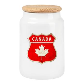 Conception des armoiries du Canada - Boîte à biscuits avec couvercle en bois - blanc - Devant