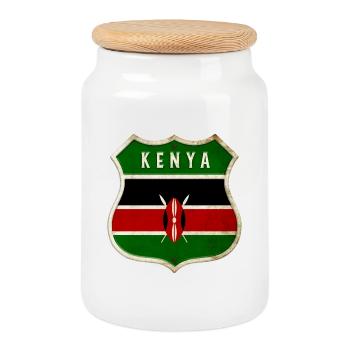 Kenia Wappen Flaggen Design - Keksdose mit Holzdeckel - Weiß - Vorne