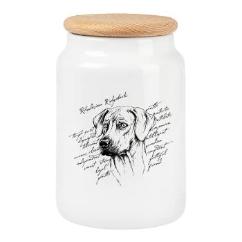 Rhodesian Ridgeback - Boîte à biscuits avec couvercle en bois - blanc - Devant