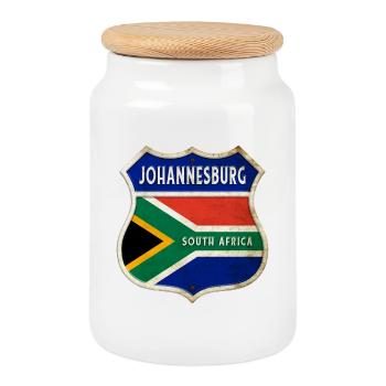 Johannesburg Afrique du Sud Armoiries Drapeaux Design - Boîte à biscuits avec couvercle en bois - blanc - Devant