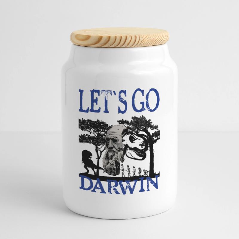 Charles Darwin Evolution textile Geschenkidee Keksdose mit Holzdeckel