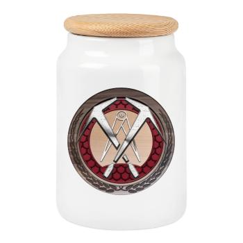 Handwerk Dachdecker Emblem - Keksdose mit Holzdeckel - Weiß - Vorne