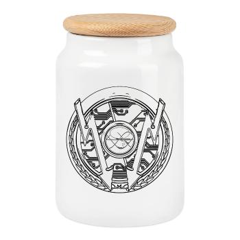 Modèle électrique artisanal - Boîte à biscuits avec couvercle en bois - blanc - Devant