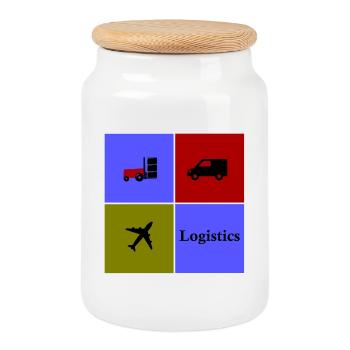 Équipe Logistique et Transport - Boîte à biscuits avec couvercle en bois - blanc - Devant
