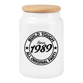 Geboren in 1989 - Keksdose mit Holzdeckel - Weiß - Vorne