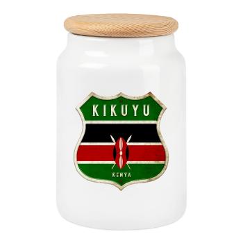 Kikuyu Kenia Wappen Flaggen Design - Keksdose mit Holzdeckel - Weiß - Vorne