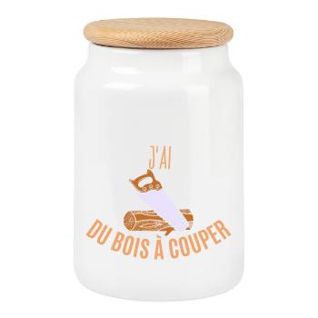J’peux pas j’ai du bois à couper - Boîte à biscuits avec couvercle en bois - blanc - Devant