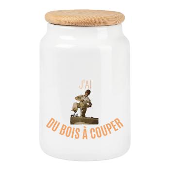 J’peux pas j’ai du bois à couper - Boîte à biscuits avec couvercle en bois - blanc - Devant