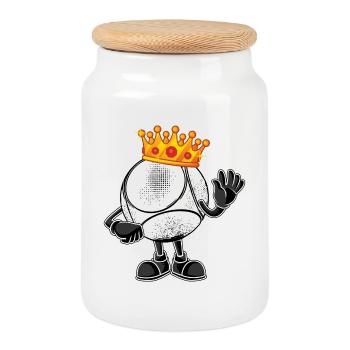 Boule King Outfit für Boulespieler zum Boulen - Keksdose mit Holzdeckel - Weiß - Vorne