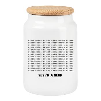 Ich bin ein Nerd - Keksdose mit Holzdeckel - Weiß - Vorne