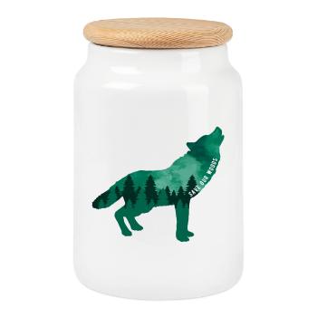 Climate Change Environmental Protection Wolf - Cookie Jar with Wooden Lid - white - Front