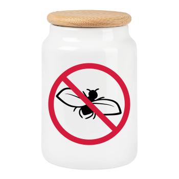 Fly Forbidden Shield - Cookie Jar with Wooden Lid - white - Front