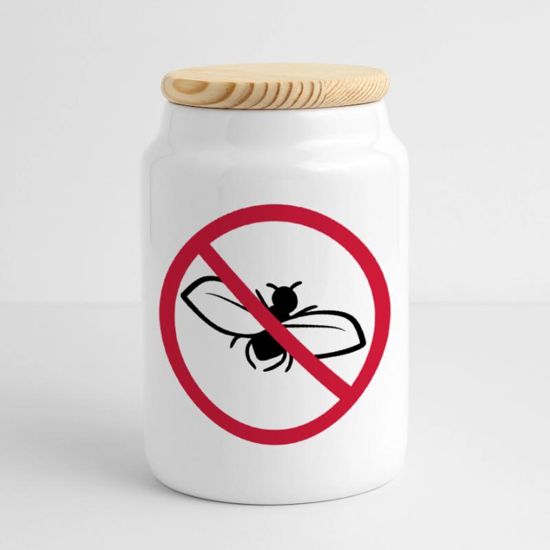 Fly Forbidden Shield Cookie Jar with Wooden Lid