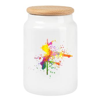 Pole Dance Fitness Color Splash Pole Dance - Cookie Jar with Wooden Lid - white - Front