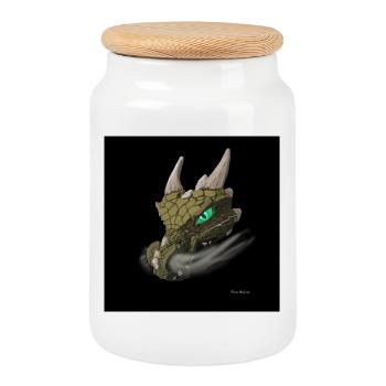Drachen rauchen heißes Poster - Keksdose mit Holzdeckel - Weiß - Vorne