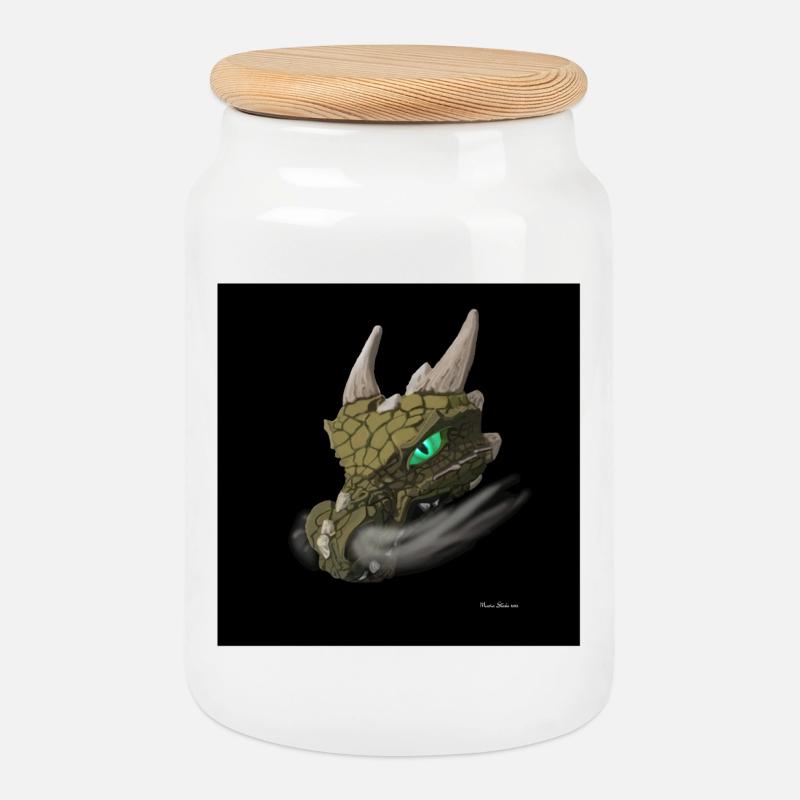 Affiche chaude fumant dragon - Boîte à biscuits avec couvercle en bois - blanc