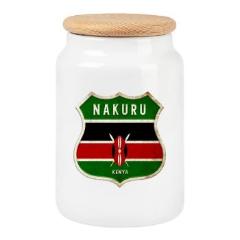 Nakuru Kenia Wappen Flaggen Design - Keksdose mit Holzdeckel - Weiß - Vorne