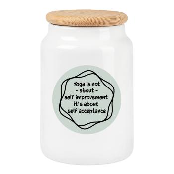 Yoga - Cookie Jar with Wooden Lid - white - Front