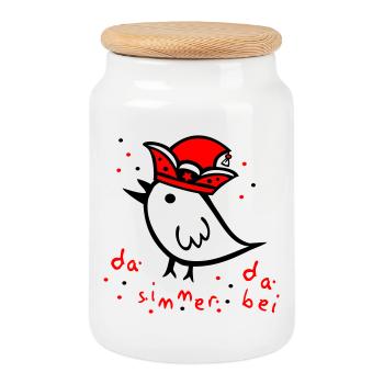 Carnival, Carnival, Confetti - Cookie Jar with Wooden Lid - white - Front