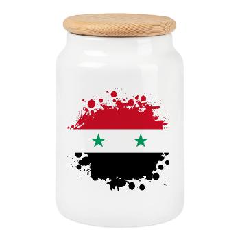 Blob drapeau de la Syrie - Boîte à biscuits avec couvercle en bois - blanc - Devant