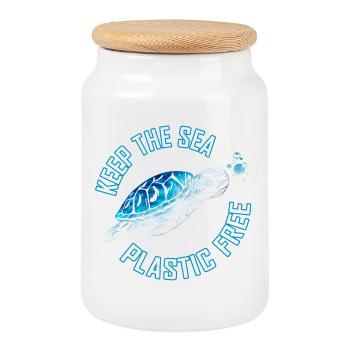 Tie Dye Sea Turtle Skip a Straw Save A Turtle - Cookie Jar with Wooden Lid - white - Front