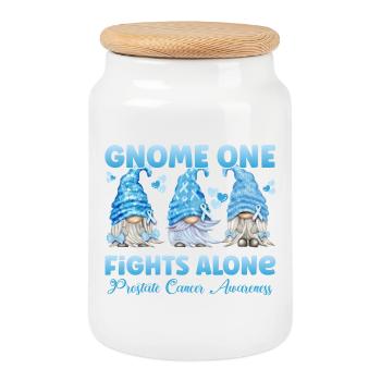 Cancer de la prostate Cancer de la prostate Gnome bleu clair - Boîte à biscuits avec couvercle en bois - blanc - Devant