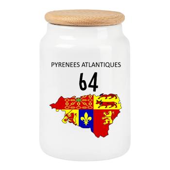 Pyrénées atlantiques - Boîte à biscuits avec couvercle en bois - blanc - Devant
