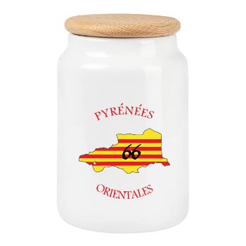 Pyrénées orientales - Boîte à biscuits avec couvercle en bois - blanc - Devant