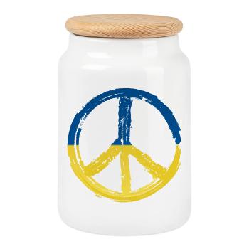 Peace Ukraine - Keksdose mit Holzdeckel - Weiß - Vorne