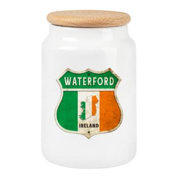 Waterford Irlande Armoiries Drapeaux Design - Boîte à biscuits avec couvercle en bois - blanc - Devant