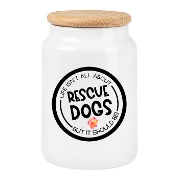 Chien d’assistance sauvetage chien recherche patte - Boîte à biscuits avec couvercle en bois - blanc - Devant