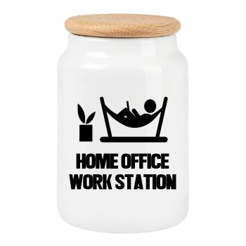 Laptop Wfh Home Office Statement Arbeitsplatz - Keksdose mit Holzdeckel - Weiß - Vorne