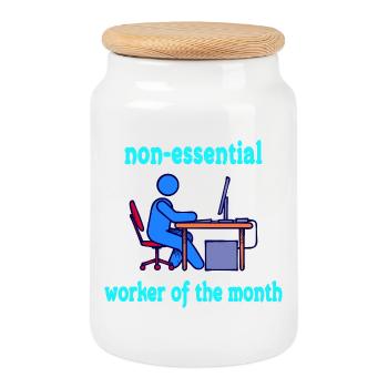 Humorous Home Office Statement Working At Home - Cookie Jar with Wooden Lid - white - Front