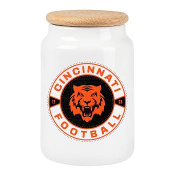 Cincinnati Football Team - Cookie Jar with Wooden Lid - white - Front