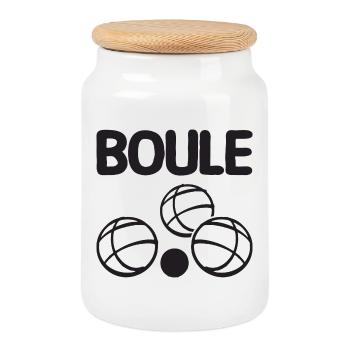 Boulekugeln für Bouler und Petanque Spieler - Keksdose mit Holzdeckel - Weiß - Vorne