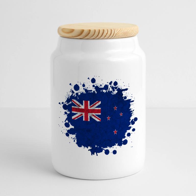 Conception de drapeaux d'éclaboussures vintage de Boîte à biscuits avec couvercle en bois