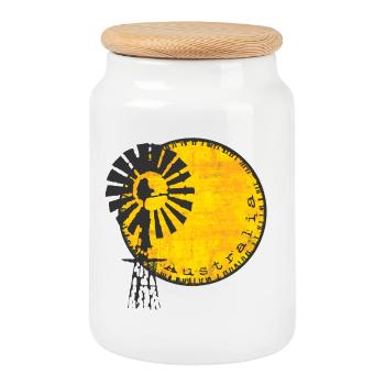 Australia Wind Turbine - Cookie Jar with Wooden Lid - white - Front