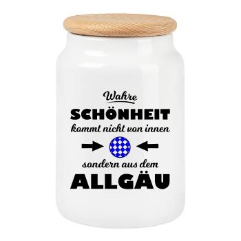 Der Schöne aus dem Allgäu - Keksdose mit Holzdeckel - Weiß - Vorne