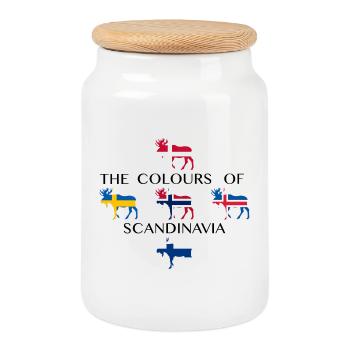 Scandinavia Flags Moose Colors Norway - Cookie Jar with Wooden Lid - white - Front