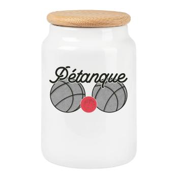 Boules de boules pour bouler avec pétanque de boules boules - Boîte à biscuits avec couvercle en bois - blanc - Devant