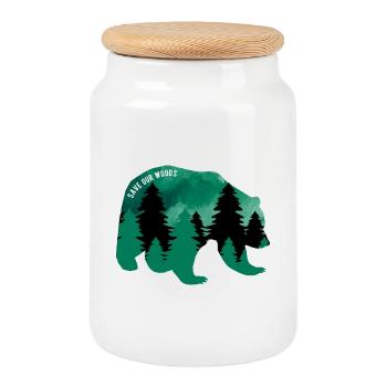 Climate Change Environmental Protection Bear - Cookie Jar with Wooden Lid - white - Front