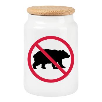 Bär Verboten Schild - Keksdose mit Holzdeckel - Weiß - Vorne