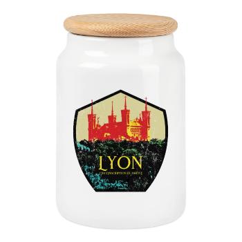Lyon France is my hometown - Cookie Jar with Wooden Lid - white - Front