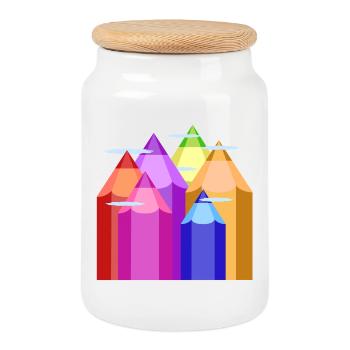 Pics de couleur - Boîte à biscuits avec couvercle en bois - blanc - Devant