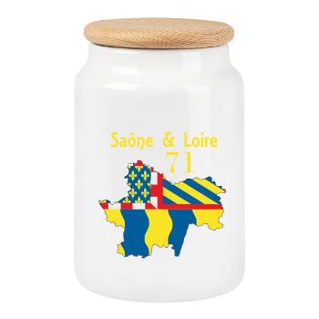 Saône et Loire - Boîte à biscuits avec couvercle en bois - blanc - Devant
