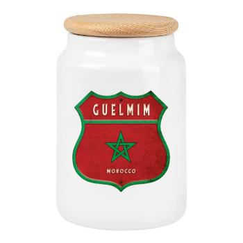 Guelmim Maroc Armoiries Drapeaux Design - Boîte à biscuits avec couvercle en bois - blanc - Devant