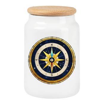Golden Compass - Boussole d'Or - Boîte à biscuits avec couvercle en bois - blanc - Devant