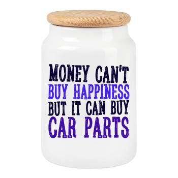 Car Humorous Statement Car Lover Mechanics - Cookie Jar with Wooden Lid - white - Front