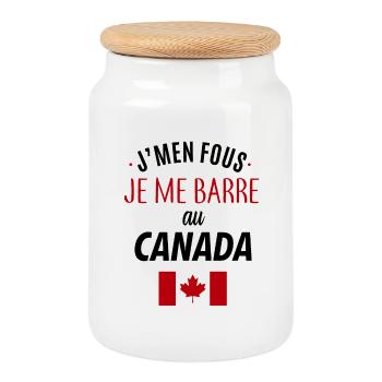 J'men fous je me barre au canada - Boîte à biscuits avec couvercle en bois - blanc - Devant