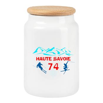 Haute-savoie - Boîte à biscuits avec couvercle en bois - blanc - Devant